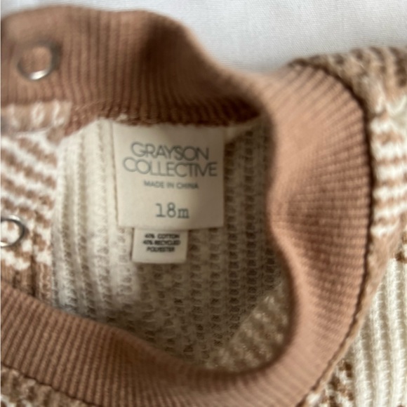 Grayson Collective Brown and White Checkered Kids One Piece Size 18 Months - Picture 7 of 13